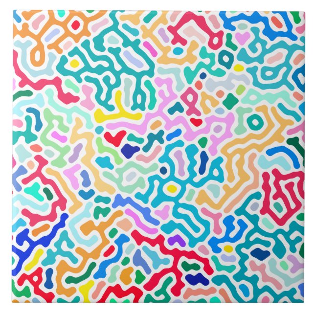 Elegant polka dots - Havsblått och vitt Kakelplatta (Framsidan)