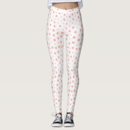 Elegant polka dots - Mjuk Rosa Guld White Leggings