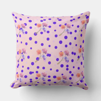 Elegant Polka dots och Blommigt Design Dekorativ k Kudde