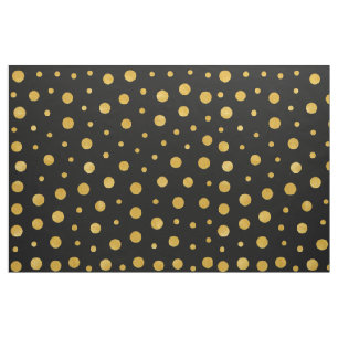 Elegant polka dots - svart guld tyg