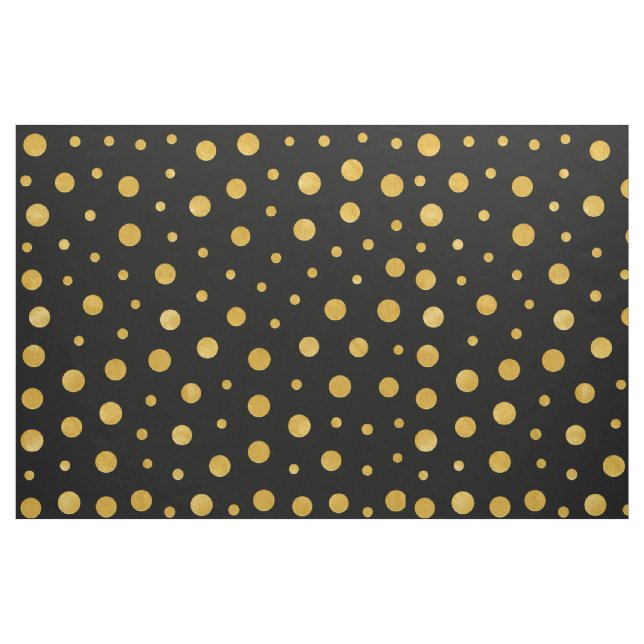 Elegant polka dots - svart guld tyg (Fat Quarter)