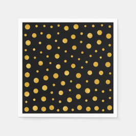 Elegant polka dots - Svarta Guld Pappersservett