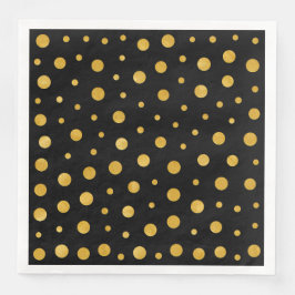 Elegant polka dots - Svarta Guld Pappersservett