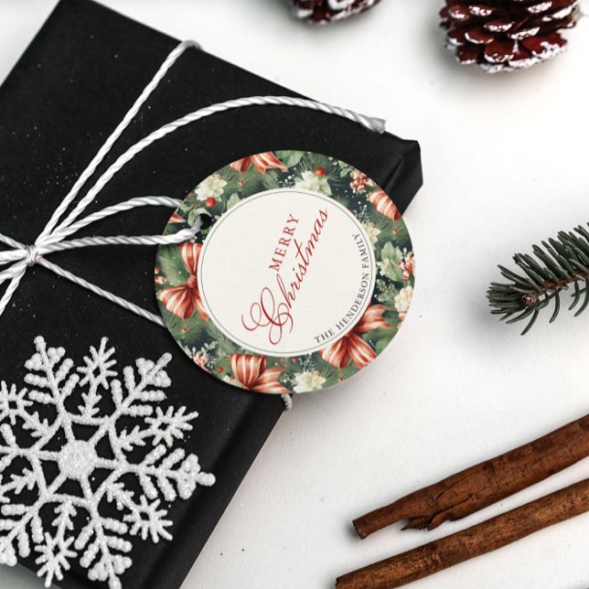 Elegant Polkagrisar för juljägare Personlig Gåvor Etiketter (Skapare uppladdad)