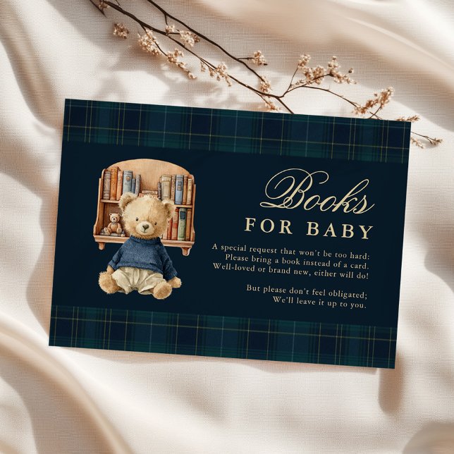 Elegant Polo Bear Baby Shower Books For Baby Tilläggskort (Skapare uppladdad)