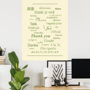 Elegant Polyglot "Tack"-uttryckstypografi Poster