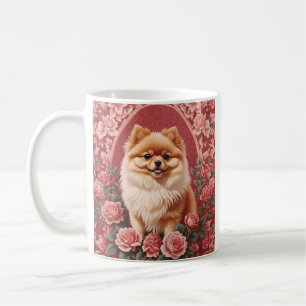 Elegant Pommanian Hund William Morris Inspired Kaffemugg