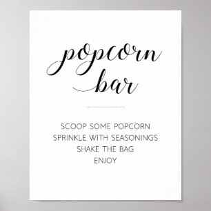Elegant Popcorn Bar Buffé Bröllopsskylt Poster