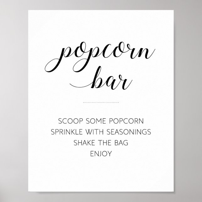 Elegant Popcorn Bar Buffé Bröllopsskylt Poster (Framsidan)