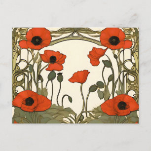 Elegant Poppies Art nouveau Vykort