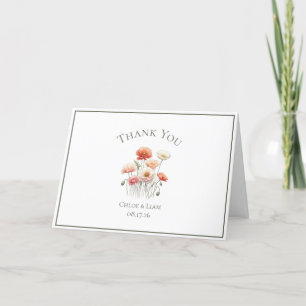 Elegant Poppies Flower Bröllop - tackkort