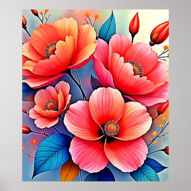 Elegant Poppies: Radiant Nature Art Poster (Framsidan)