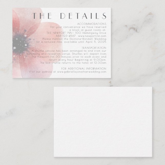 Elegant  Poppy Bröllop Information Grått-hölje Tilläggskort (Fram/baksida)