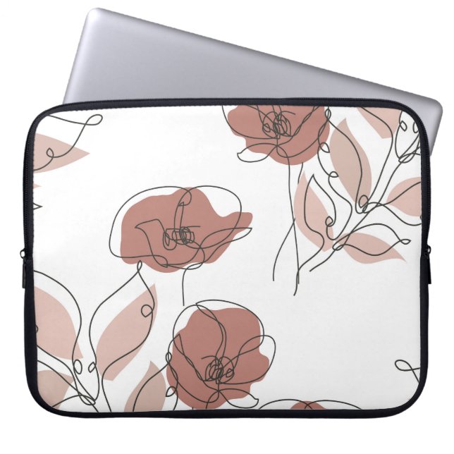 Elegant Poppy Flowers Seamless Mönster Laptop Fodral (Framsidan)