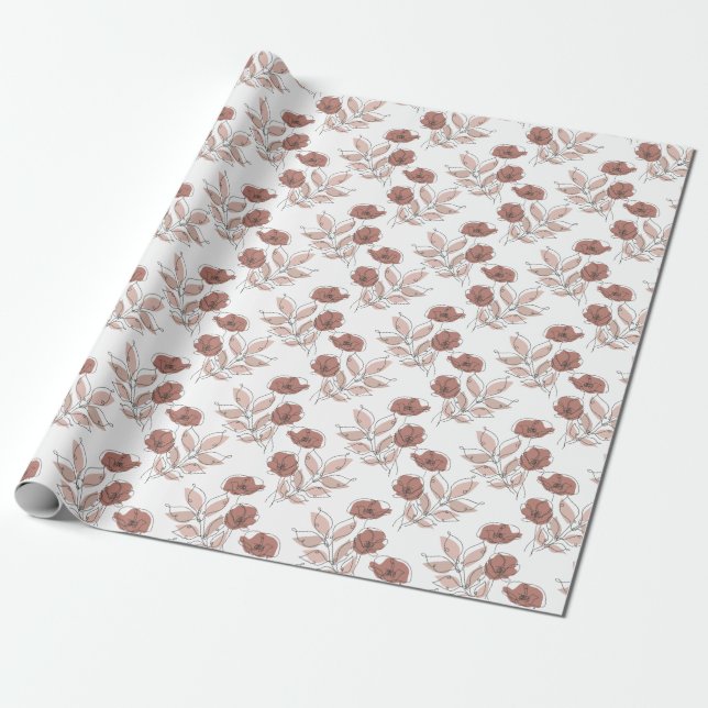 Elegant Poppy Flowers Seamless Mönster Presentpapper (Utrullad)