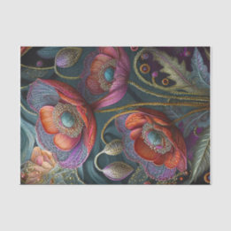 Elegant Poppy Tapestry, Royal Red & Lila, Golds