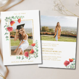 Elegant Poppy Watercolor Blommigt 2 Photo Studente Meddelande