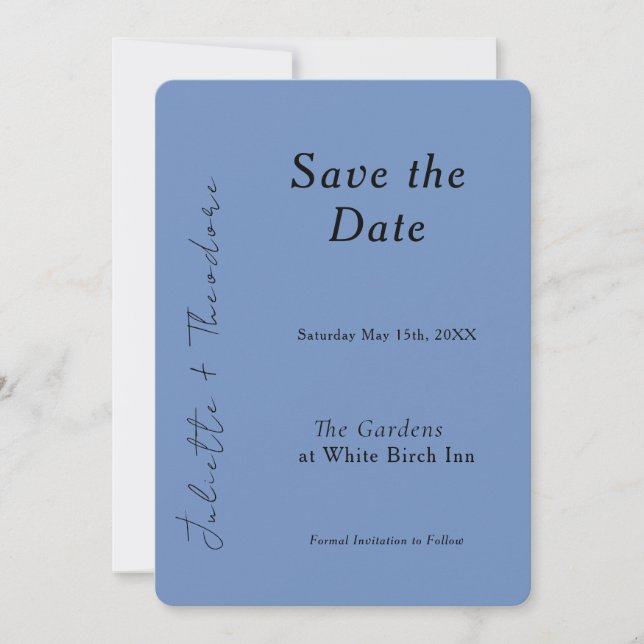Elegant Porslinblå Save the Date Spara Datumet (Framsida)