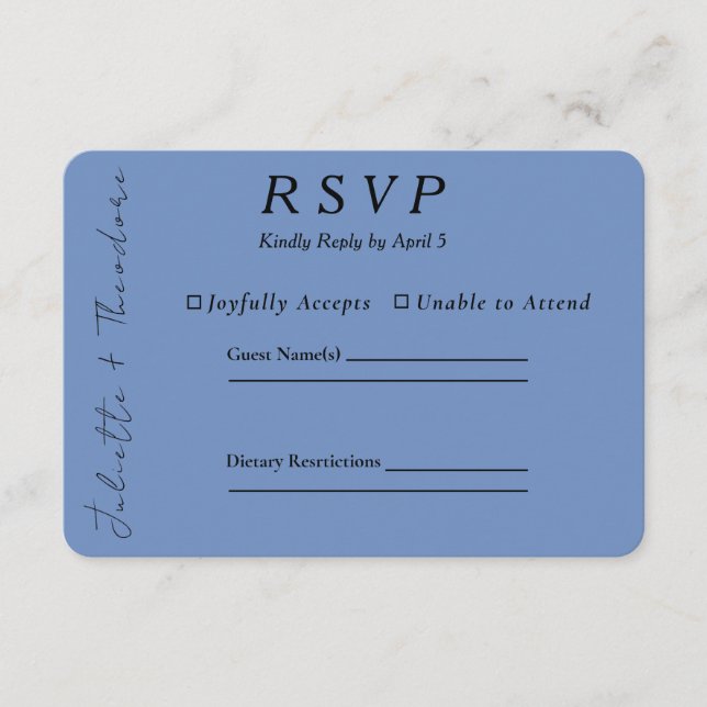 Elegant Porslinsblå Bröllops-RSVP-Kort OSA Kort (Framsida)