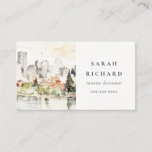 Elegant Portland Oregon City Scape Watercolor