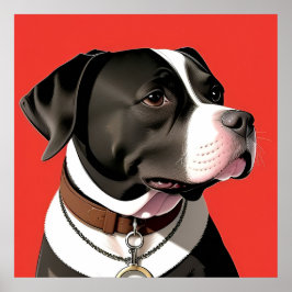 Elegant porträtt av en svart-vit hund poster
