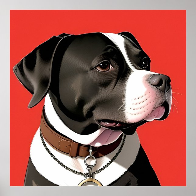 Elegant porträtt av en svart-vit hund poster (Framsidan)