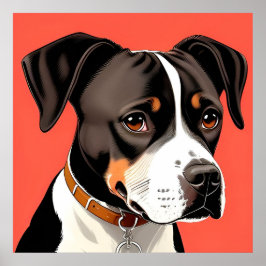 Elegant porträtt av en svart-vit hund poster