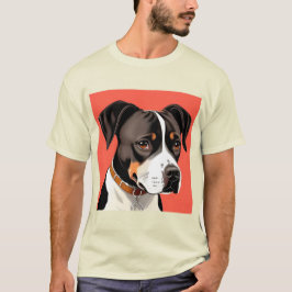 Elegant porträtt av en svart-vit hund t shirt