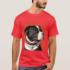 Elegant porträtt av en svart-vit hund t shirt