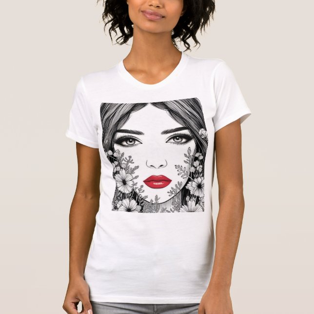 Elegant Porträtt av kvinnlig linje - minimalistisk T Shirt (Framsida)