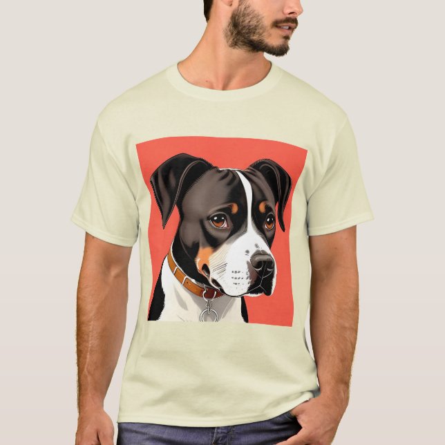 Elegant Porträtt i Svarta och vita Hund T Shirt (Framsida)