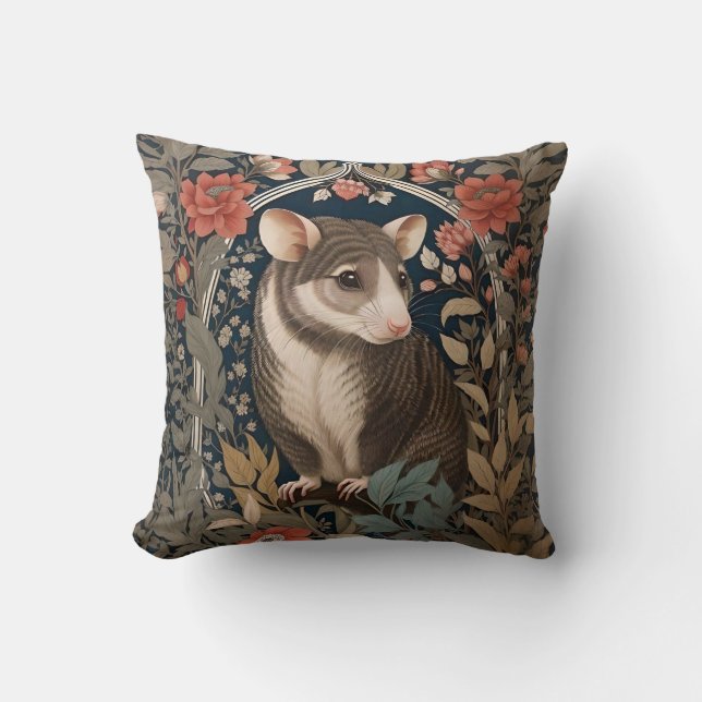 Elegant Possum William Morris Inspired Blommigt Kudde (Framsida)