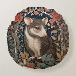 Elegant Possum William Morris Inspired Blommigt Rund Kudde