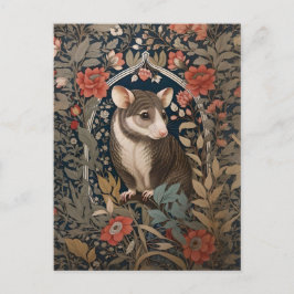 Elegant Possum William Morris Inspired Blommigt Vykort