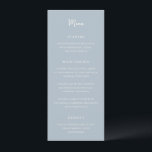 Elegant Powder Blue Modern Bröllop Meny<br><div class="desc">Elegant bröllop-menyer med enkel design med skript och serif typsnitt.</div>