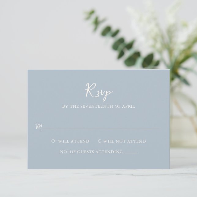 Elegant Powder Blue Modern Bröllop OSA Kort (Stående Fram)