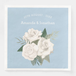 Elegant Powder Blue och Vit ros Bröllop Pappersservett