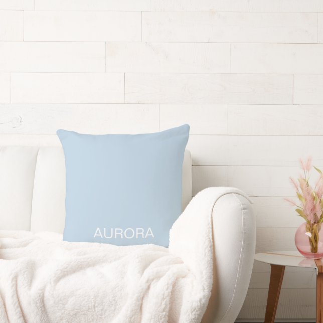 Elegant Powder Blue Personlig Namn - Kudde (Soffa)
