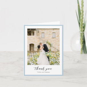 Elegant Powder Blue Photo Modern Bröllop Tack Kort