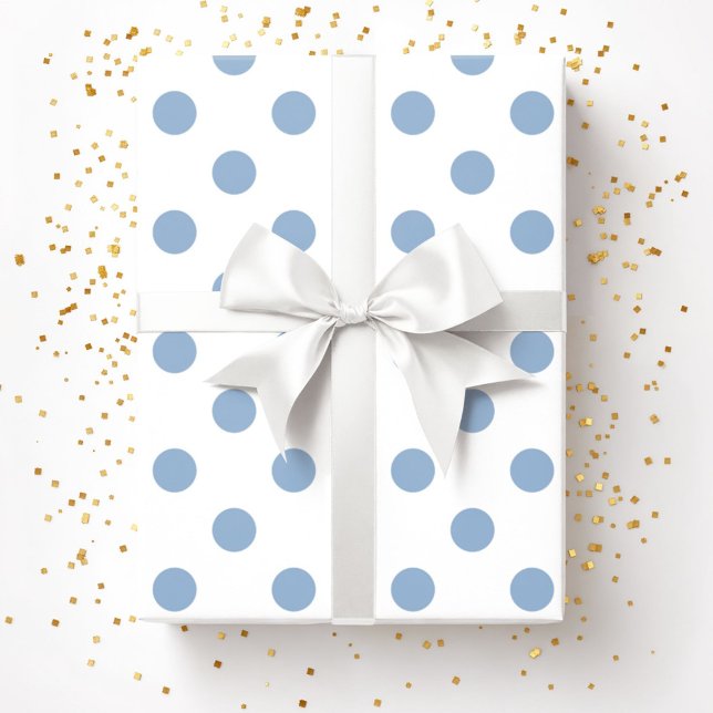 Elegant Powder Blue Polka dots Mönster Presentpapper (Elegant Powder Blue Polka Dots Pattern Wrapping Paper)