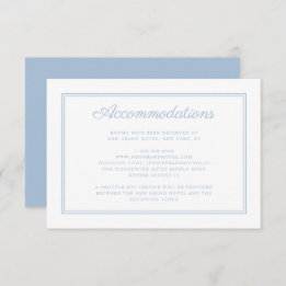 Elegant Powder Blue Script Bröllop Accommodation Tilläggskort
