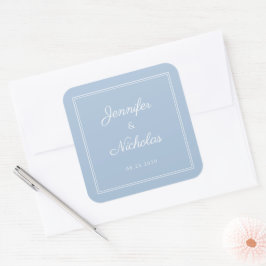 Elegant Powder Blue Script Wedding Fyrkantigt Klistermärke