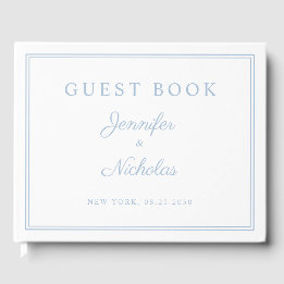 Elegant Powder Blue Script Wedding Gästböcker