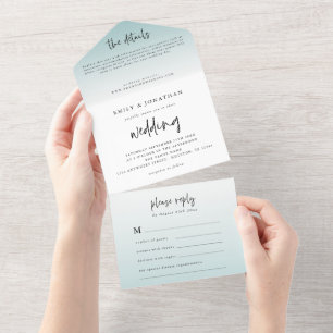 Elegant Powder Blue Tint Script Bröllop