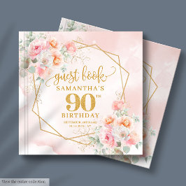Elegant Powder Rosa Guld Flowers 90:e Guest Bok