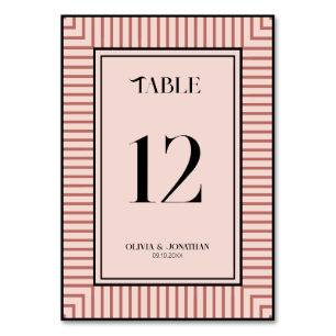 Elegant Powder Rosa Rand Simple Bord Card Bordsnummer