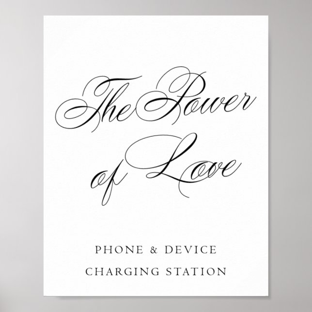 Elegant Power of Kärlek Charge Station Black Scrip Poster (Framsidan)