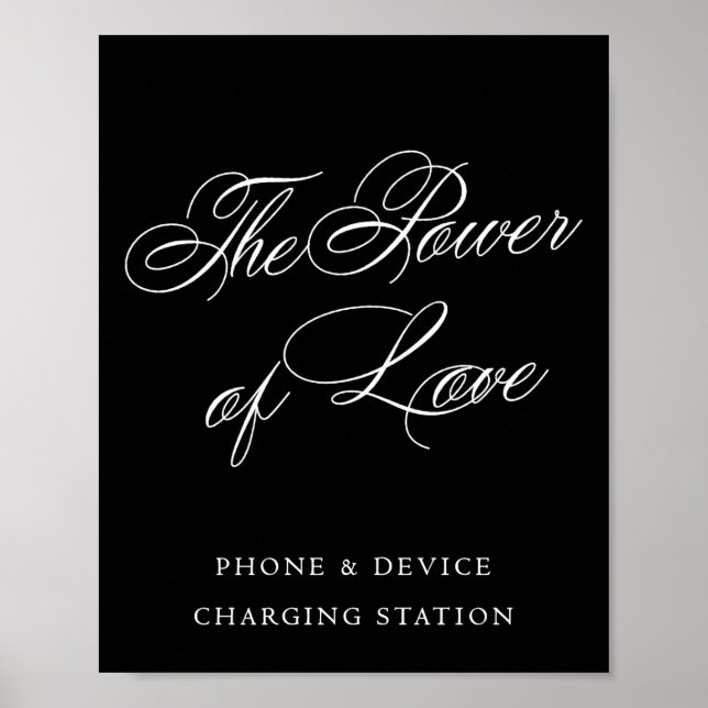 Elegant Power of Kärlek Charge Station White Scrip Poster (Framsidan)
