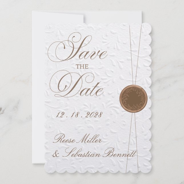 Elegant Präglad Save the Date Bröllopsinbjudan Inbjudningar (Framsida)
