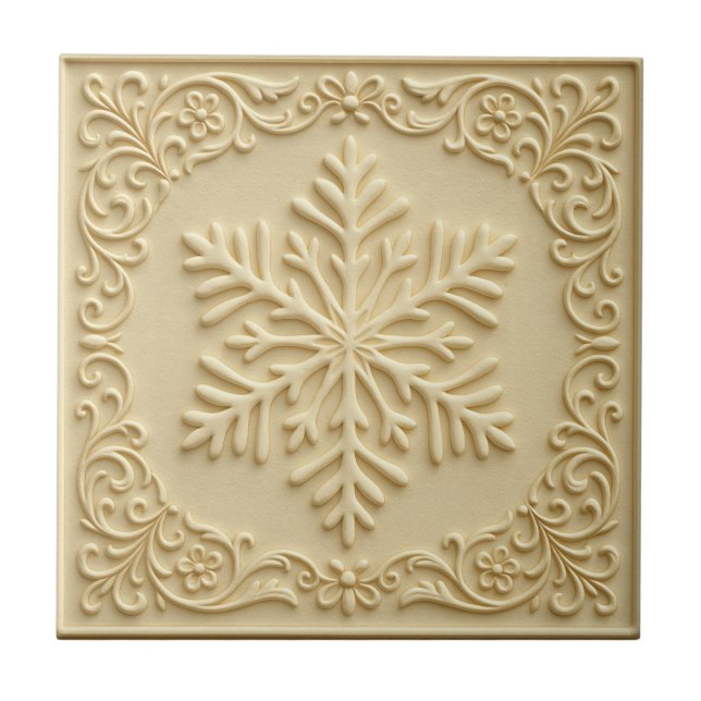 Elegant Präglad Snöflinga Julkonst Kakelplatta (Framsidan)